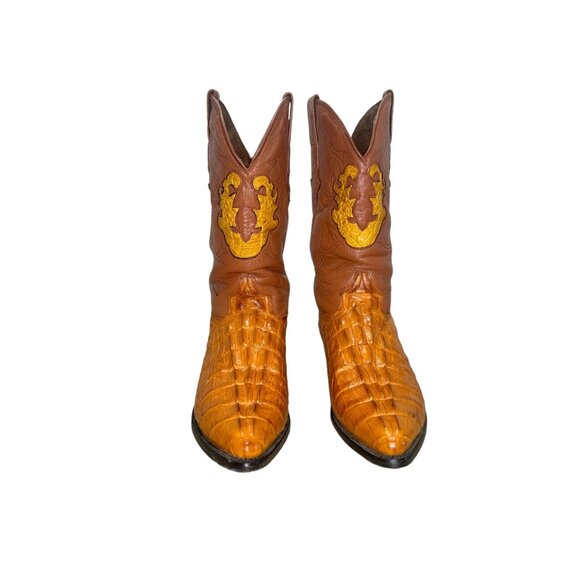Rodeo Rider Other - Rodeo Rider Crocodile Tail Western Boots Mens 9 Cowboy Leather Mid Calf Mid Calf